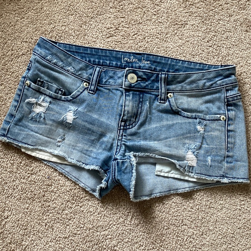 VS Victorias Secret London Jean Denim Ripped Short Shorts